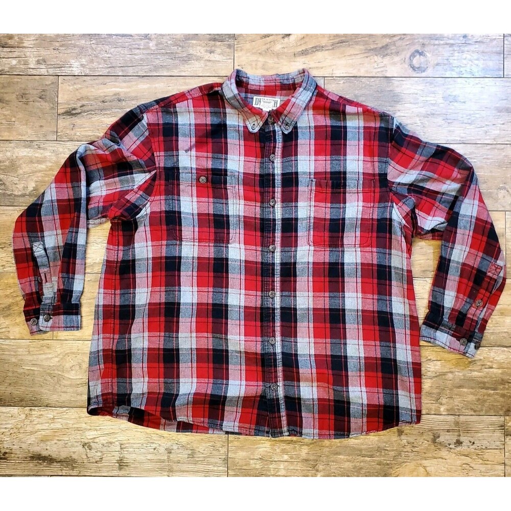 Duluth Trading Company Men's Flannel Button Up Shirt Size 2XL  Red Plaid